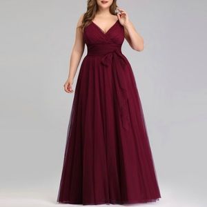 Burgundy EverPretty tulle gown, 18